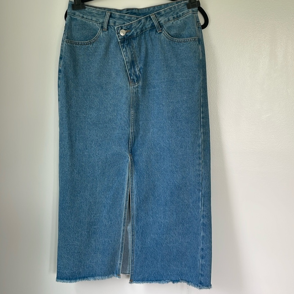 Source Unknown Blue Denim Maxi Skirt